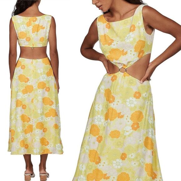 Charlie Holiday Clemence Cutout Floral Dress 4 Boho Retro Beachy Cottagecore Ret - Picture 13 of 13